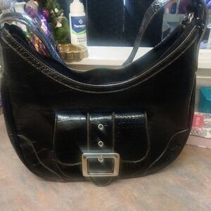 Jaclyn Smith Black Shoulder Bag with Front Buckle